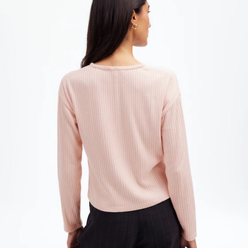 Madewell Pale Blush Pink Relaxed Button- Front Cardigan Knit Top size XS EUC - Picture 6 of 12